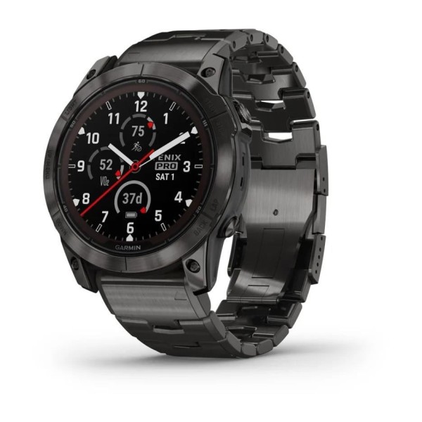 Garmin Fenix 7X Pro Sapphire Solar Karbon Gri DLC Titanyum - Titanyum Kayışlı