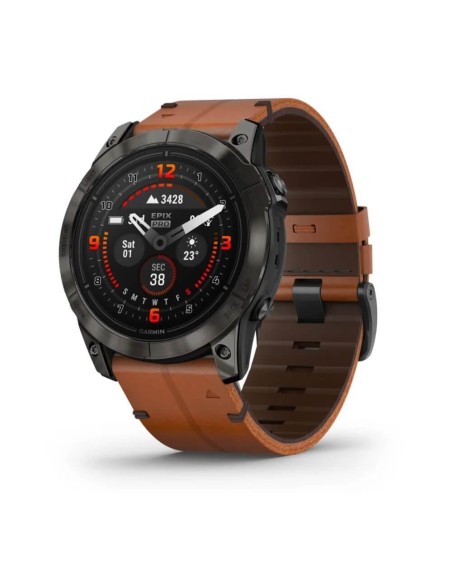 Garmin Epix Pro X Gen2 Sapphire Karbon Gri DLC Titanyum Kahverengi Deri Kayış