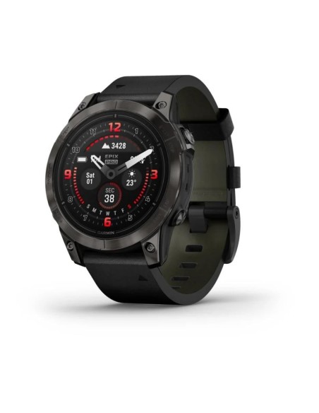 Garmin Epix Pro Gen2 Sapphire Karbon Gri DLC Titanyum Siyah Deri Kayış