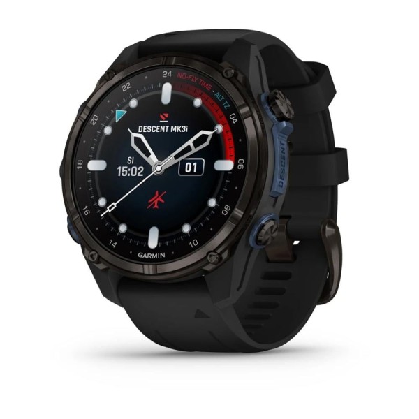 Garmin Descent Mk3i 43 mm Karbon Gri DLC Titanyum Siyah Silikon Kayışlı