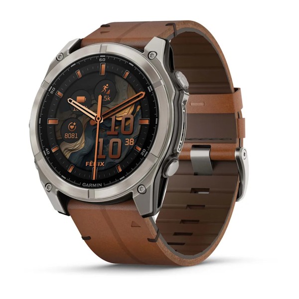 Garmin Fenix 8 – 51mm AMOLED Sapphire Karbon Gri DLC, Deri Kayışlı