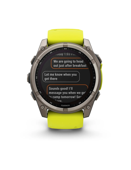 Garmin Fenix 8 - 51 mm Solar Sapphire Titanyum, Amp Sarı/Grafit Silikon Kayışlı