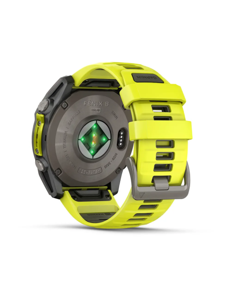 Garmin Fenix 8 - 51 mm Solar Sapphire Titanyum, Amp Sarı/Grafit Silikon Kayışlı