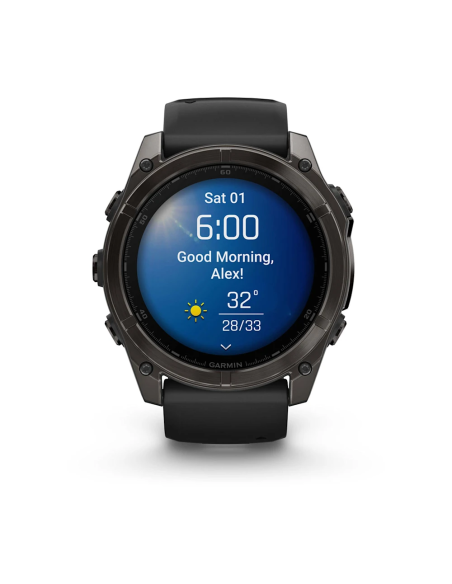 Garmin Fenix 8 – 51 mm AMOLED Sapphire Karbon Gri DLC, Siyah/Gri Silikon Kayışlı