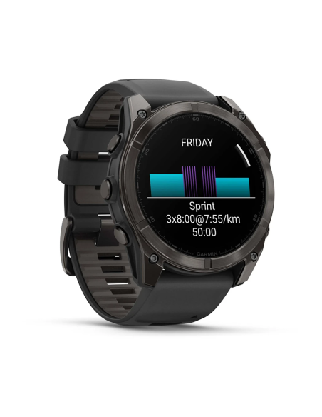 Garmin Fenix 8 – 51 mm AMOLED Sapphire Karbon Gri DLC, Siyah/Gri Silikon Kayışlı