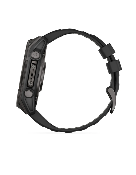 Garmin Fenix 8 – 51 mm AMOLED Sapphire Karbon Gri DLC, Siyah/Gri Silikon Kayışlı