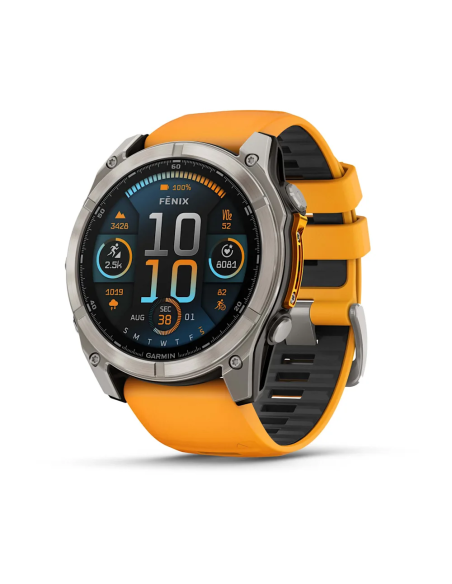 Garmin Fenix 8 – 51 mm AMOLED Sapphire Titanyum Turuncu/Grafit Kayışlı