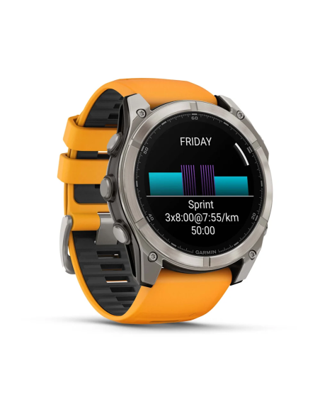 Garmin Fenix 8 – 51 mm AMOLED Sapphire Titanyum Turuncu/Grafit Kayışlı