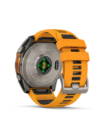 Garmin Fenix 8 – 51 mm AMOLED Sapphire Titanyum Turuncu/Grafit Kayışlı