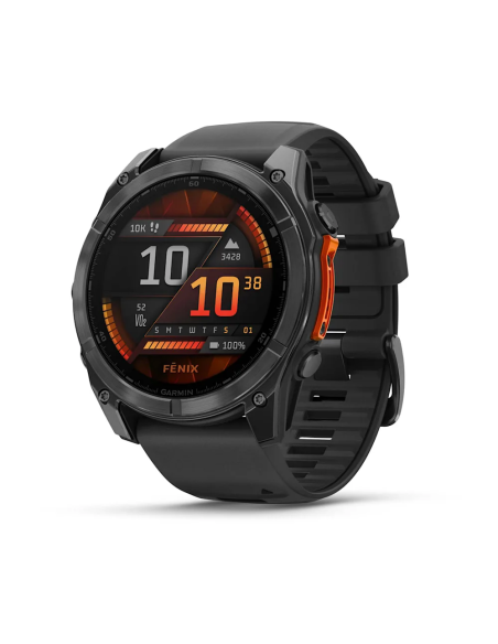 Garmin Fenix 8 – 51 mm AMOLED Slate Gri, Siyah Silikon Kayışlı
