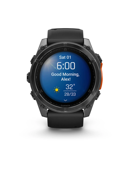 Garmin Fenix 8 – 51 mm AMOLED Slate Gri, Siyah Silikon Kayışlı
