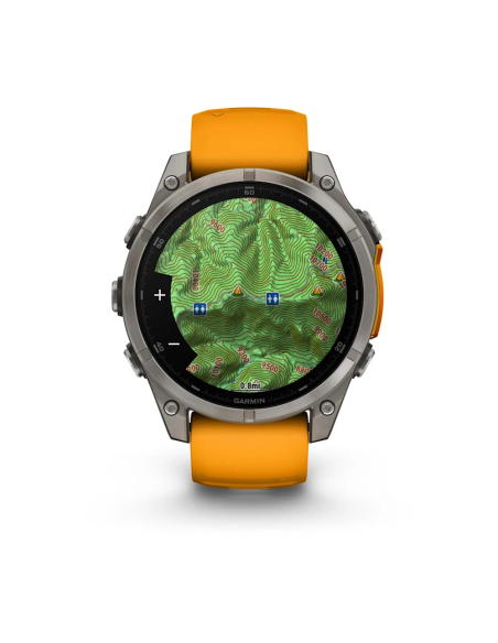 Garmin Fenix 8 – 47 mm AMOLED Sapphire Titanyum Turuncu/Grafit Silikon Kayışlı