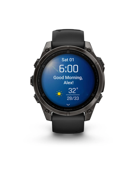 Garmin Fenix 8 – 47 mm, AMOLED Sapphire Karbon Gri DLC Titanyum Siyah/Gri Kayışlı