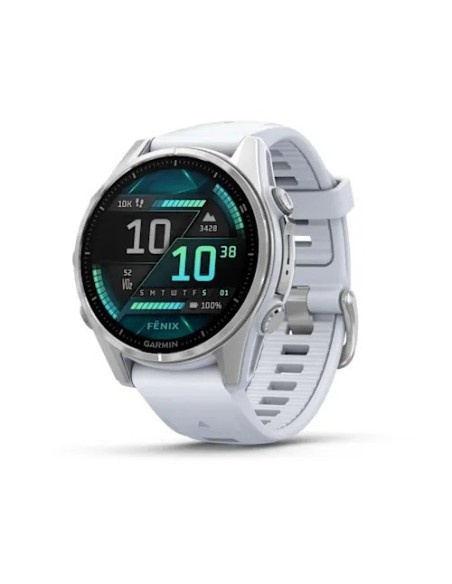 Garmin Fenix 8 - 43 mm AMOLED Gümüş Beyaz Taşlı Silikon Kayışlı