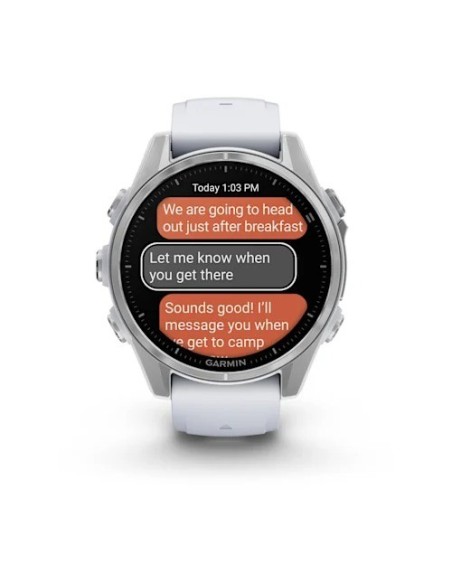 Garmin Fenix 8 - 43 mm AMOLED Gümüş Beyaz Taşlı Silikon Kayışlı