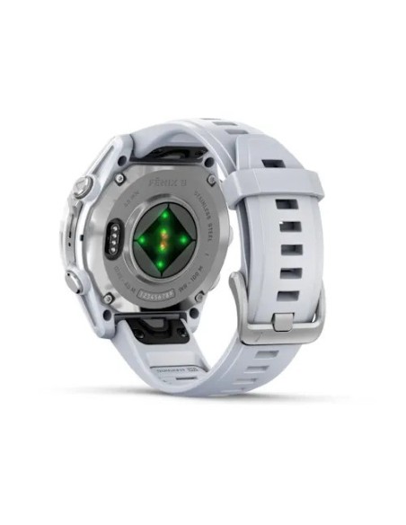 Garmin Fenix 8 - 43 mm AMOLED Gümüş Beyaz Taşlı Silikon Kayışlı