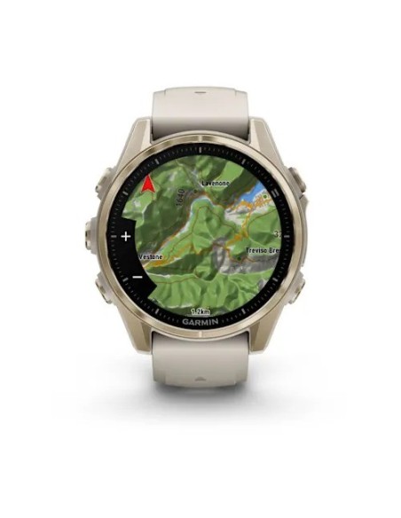 Garmin Fenix 8 - 43 mm AMOLED Sapphire Soft Gold ve Gri/Kum Taşı Silikon Kayışlı