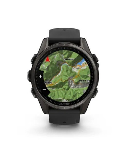 Garmin Fenix 8 - 43 mm, AMOLED Sapphire Karbon Gri DLC Titanyum Siyah/Gri Silikon Kayışlı