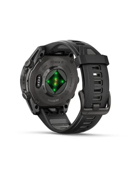 Garmin Fenix 8 - 43 mm, AMOLED Sapphire Karbon Gri DLC Titanyum Siyah/Gri Silikon Kayışlı