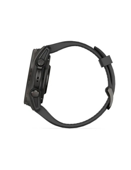 Garmin Fenix 8 - 43 mm, AMOLED Sapphire Karbon Gri DLC Titanyum Siyah/Gri Silikon Kayışlı