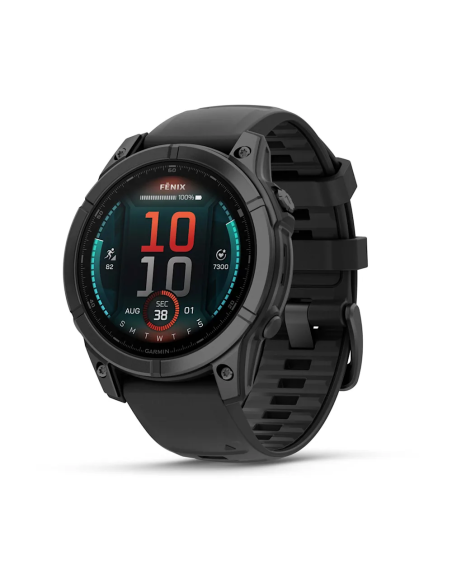 Garmin Fenix E - 47 mm AMOLED Slate Gri Siyah Silikon Kayışlı