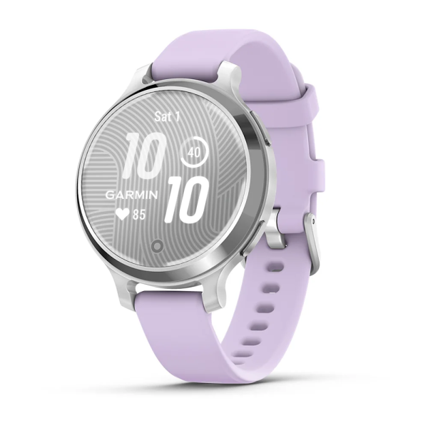 Garmin Lily 2 Active Gümüş Mor Yasemin Silikon Kayışlı