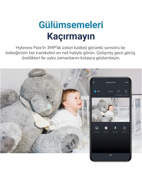 Hybrone Flex HY-CW3012-F Bebek Gece Görüşlü Wi-Fi Güvenlik Kamerası
