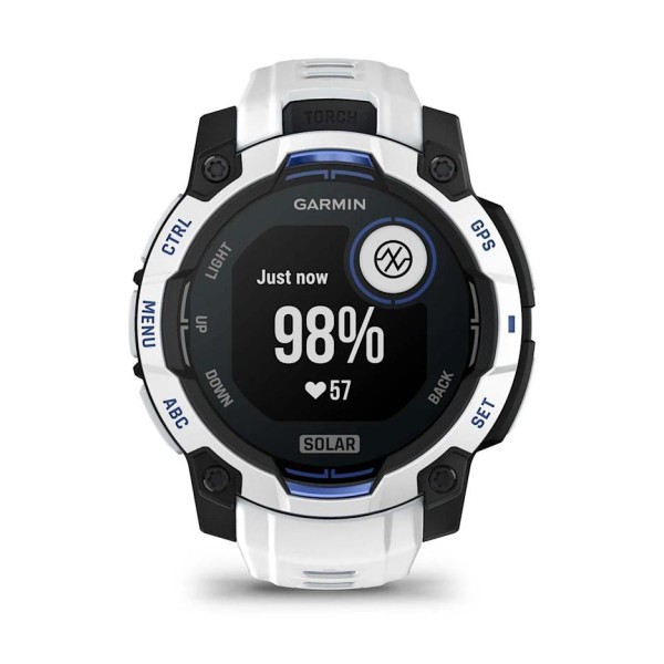 Garmin Instinct 3 – 45 mm Solar Beyaz Mavi