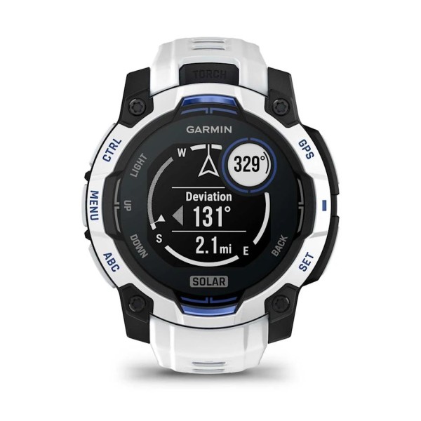 Garmin Instinct 3 – 45 mm Solar Beyaz Mavi