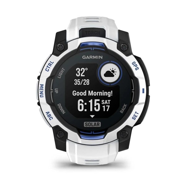 Garmin Instinct 3 – 45 mm Solar Beyaz Mavi