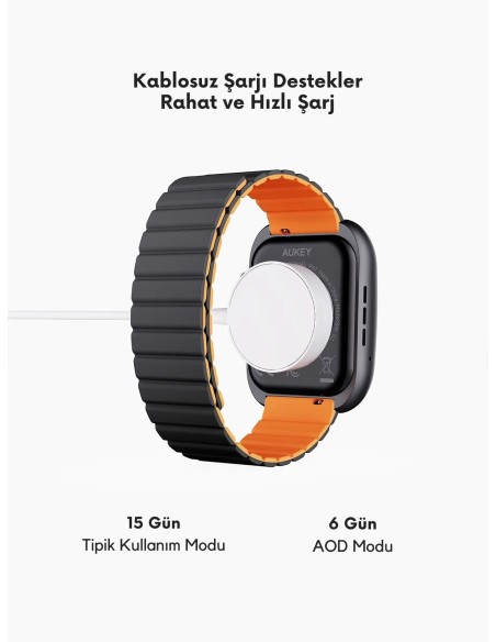 AUKEY SW-1U 1 Ultra Silikon Kayışlı Akıllı Saat