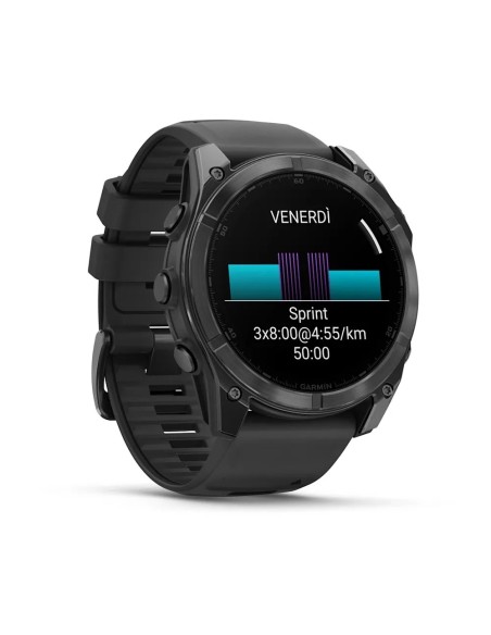 Garmin Fenix 8 - 51 mm Microled Sapphire Karbon Gri DLC Titanyum Siyah/Çakıl Grisi Silikon Kayışlı