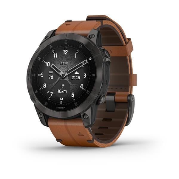 Garmin Epix Gen2 Sapphire Siyah Titanyum Deri Kayış Akıllı Saat