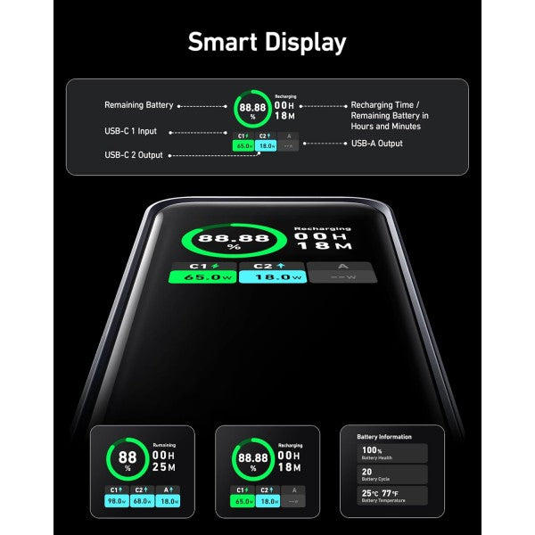 ANKER 735 Prime 20.000mAh 200W Taşınabilir Şarj Cihazı Siyah