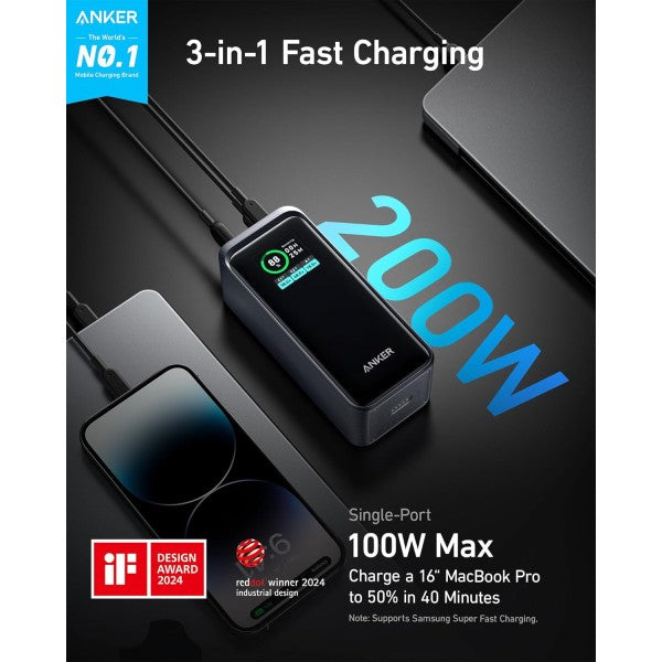 ANKER 735 Prime 20.000mAh 200W Taşınabilir Şarj Cihazı Siyah