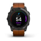 Garmin Epix Pro X Gen2 Sapphire Karbon Gri DLC Titanyum Kahverengi Deri Kayış