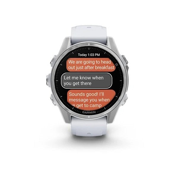Garmin Fenix 8 - 43 mm AMOLED Gümüş Beyaz Taşlı Silikon Kayışlı
