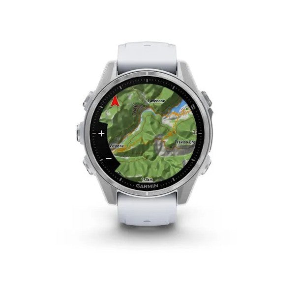 Garmin Fenix 8 - 43 mm AMOLED Gümüş Beyaz Taşlı Silikon Kayışlı
