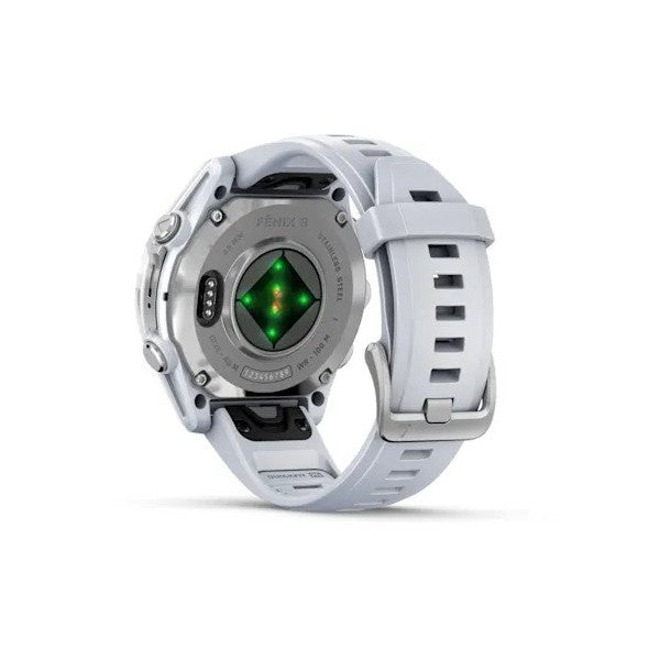 Garmin Fenix 8 - 43 mm AMOLED Gümüş Beyaz Taşlı Silikon Kayışlı