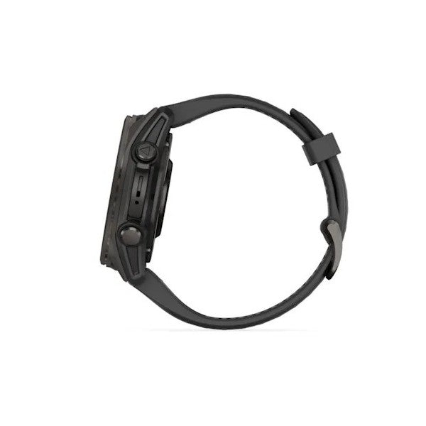 Garmin Fenix 8 - 43 mm, AMOLED Sapphire Karbon Gri DLC Titanyum Siyah/Gri Silikon Kayışlı