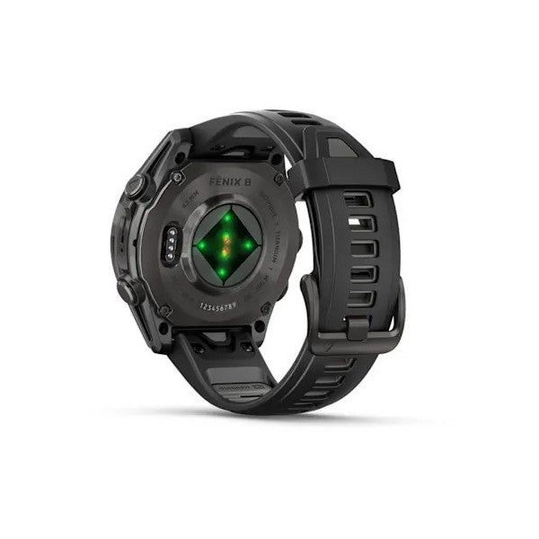 Garmin Fenix 8 - 43 mm, AMOLED Sapphire Karbon Gri DLC Titanyum Siyah/Gri Silikon Kayışlı