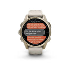 Garmin Fenix 8 - 43 mm AMOLED Sapphire Soft Gold ve Gri/Kum Taşı Silikon Kayışlı