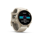 Garmin Fenix 8 - 43 mm AMOLED Sapphire Soft Gold ve Gri/Kum Taşı Silikon Kayışlı