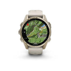 Garmin Fenix 8 - 43 mm AMOLED Sapphire Soft Gold ve Gri/Kum Taşı Silikon Kayışlı