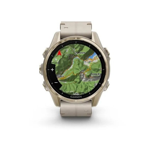 Garmin Fenix 8 - 43 mm AMOLED Sapphire Soft Gold ve Kireçtaşı Deri Kayışlı