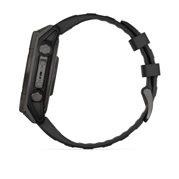 Garmin Fenix 8 - 47 mm Solar Sapphire Karbon Gri DLC Titanyum Siyah/Gri Silikon Kayışlı