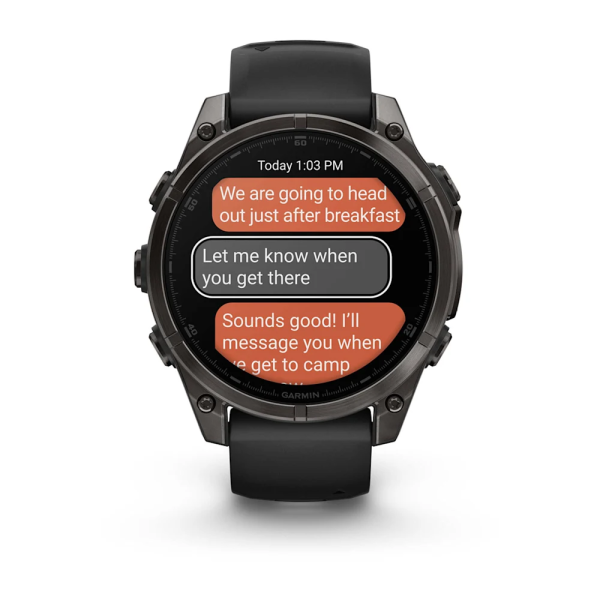 Garmin Fenix 8 – 47 mm, AMOLED Sapphire Karbon Gri DLC Titanyum Siyah/Gri Kayışlı