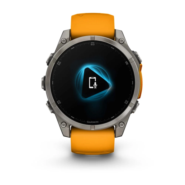 Garmin Fenix 8 – 47 mm AMOLED Sapphire Titanyum Turuncu/Grafit Silikon Kayışlı