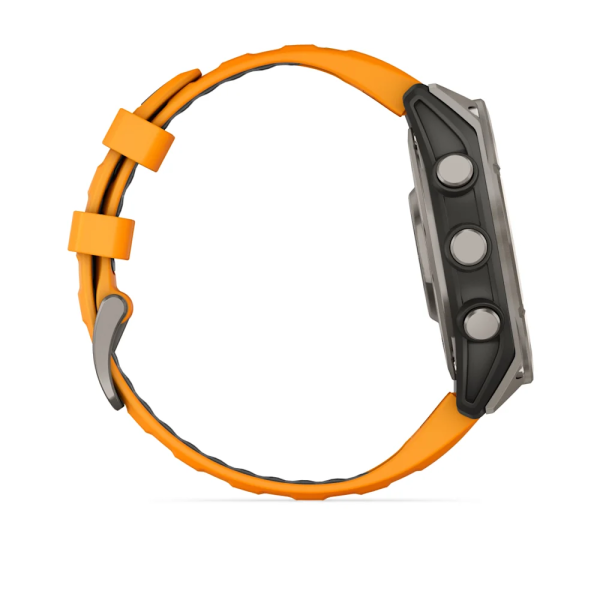 Garmin Fenix 8 – 47 mm AMOLED Sapphire Titanyum Turuncu/Grafit Silikon Kayışlı