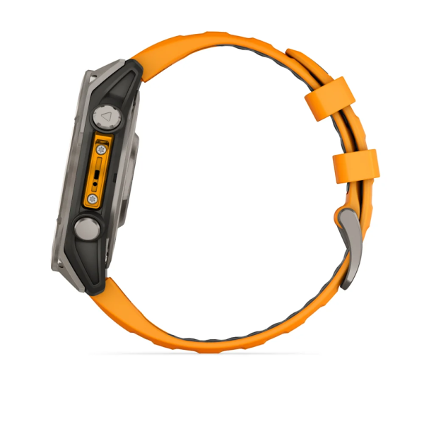 Garmin Fenix 8 – 47 mm AMOLED Sapphire Titanyum Turuncu/Grafit Silikon Kayışlı